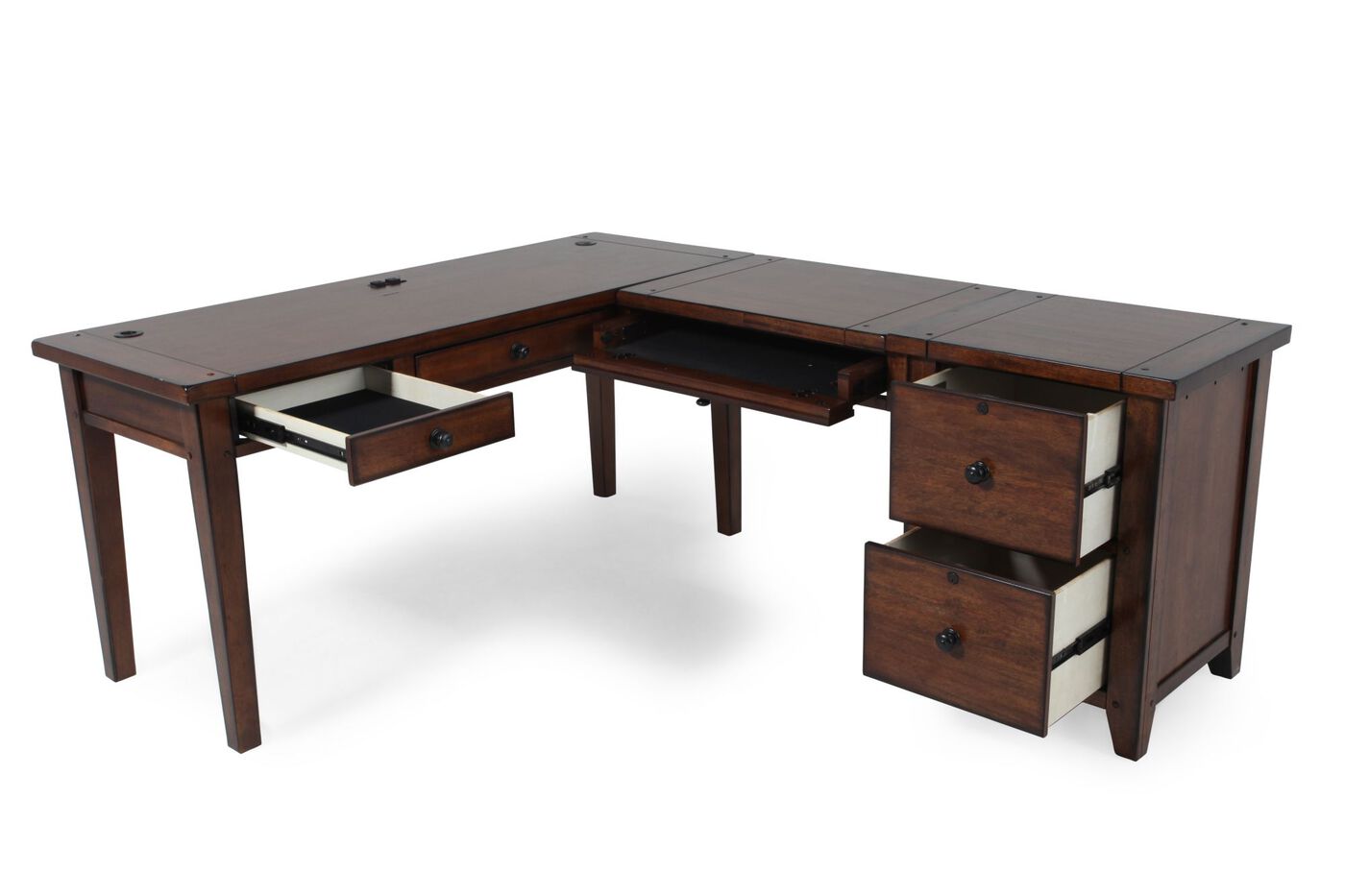 Aspen Cross Country Modular LDesk with File Mathis Brothers Furniture